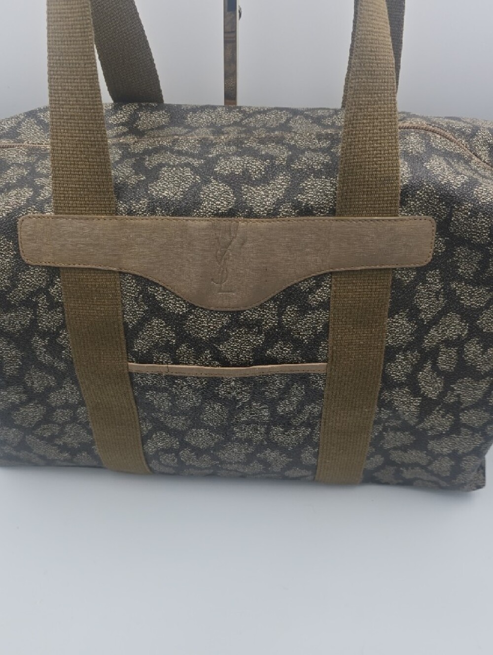Yves Saint Laurent Vintage Tan & Gray Giraffe Patterned Large Weekender (EUC)🦒✨ - Picture 2 of 15